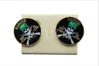 U.S Army Ranger Mess with The Best Patch Die like the Rest Skull Cufflinks