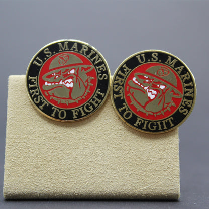 Bulldog USMC First to Fight Cufflinks