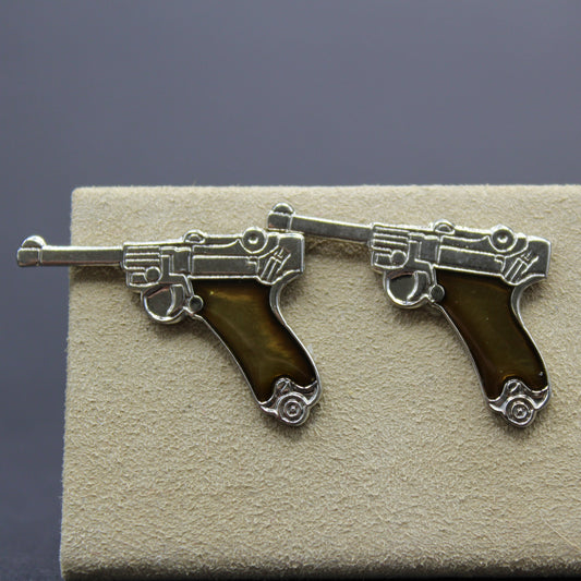 Handguns 9MM Luger Pistol Cufflinks