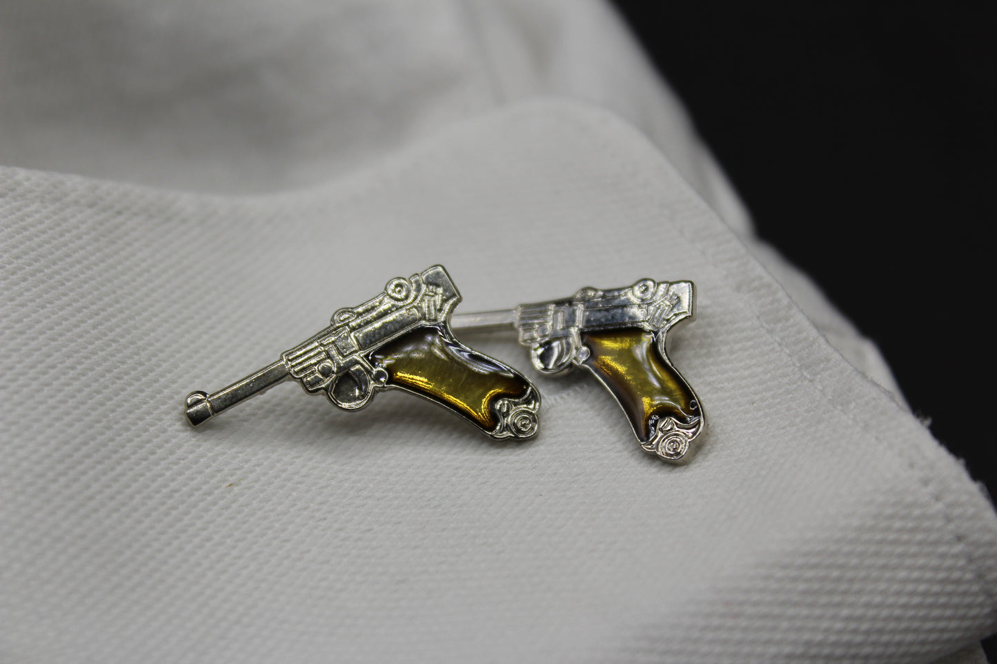 Handguns 9MM Luger Pistol Cufflinks