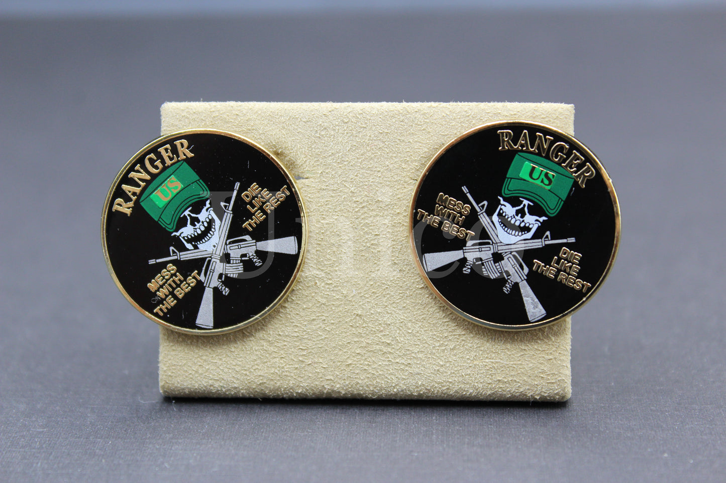 U.S Army Ranger Mess with The Best Patch Die like the Rest Skull Cufflinks