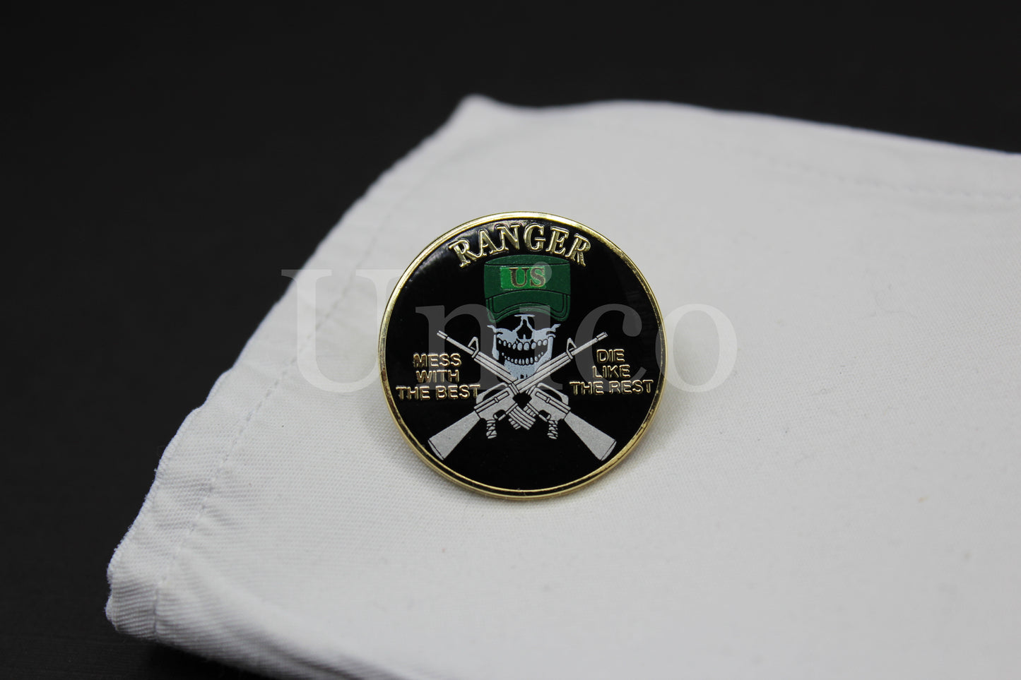 U.S Army Ranger Mess with The Best Patch Die like the Rest Skull Cufflinks